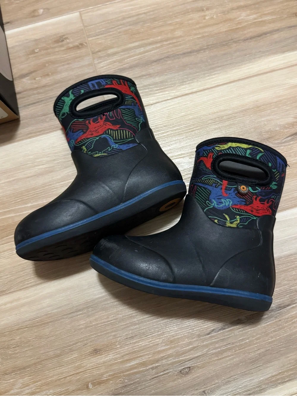 Baby Bogs Classic Neon Dino Waterproof Boots Size 9 Black Multi